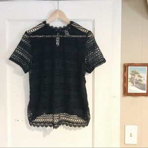 H&M Embroidered Lace Top — M